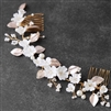 Mariell Floral Design Bridal Hair Vine with Ivory Resin Flowers and Hand Painted Matte Gold Leaves