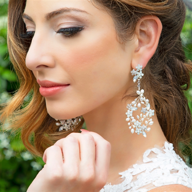 Hand-made Bridal Earrings Opals and Pearl