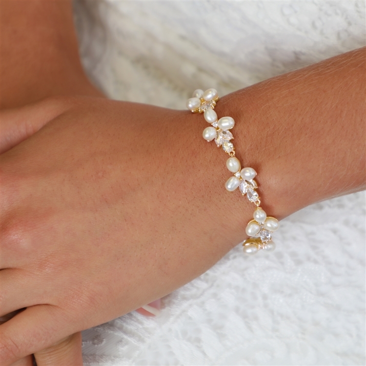 Freshwater Pearl Gold Petite Wedding Bracelet