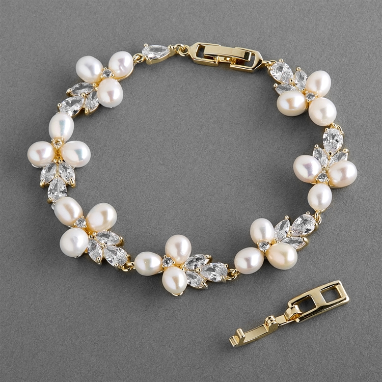 Freshwater Pearl Gold Wedding Bracelet