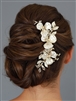 Opulent Multi Layer Matte Gold Floral Wedding Comb with Ivory Pearls and Crystal Accents