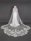 120" Long x 108" Extra Wide Royal Cathedral Bridal Veil with Crystal & Sequin Lace AppliquÃ©<br>4647V-I