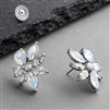 Cubic Zirconia and Opal Starburst Wedding Earrings for Brides<br>4657E-OP-S