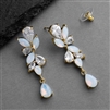 CZ and Opal Linear Mosaic Gold Wedding Earrings for Brides & Bridesmaids<br>4658E-OP-G