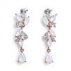 CZ and Opal Linear Mosaic Rose Gold Wedding Earrings for Brides & Bridesmaids<br>4658E-OP-RG