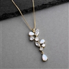 Cubic Zirconia and Opal Mosaic Gold Wedding Necklace for Brides<br>4658N-OP-G