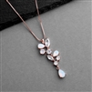 Cubic Zirconia and Opal Mosaic Rose Gold Wedding Necklace for Brides<br>4658N-OP-RG