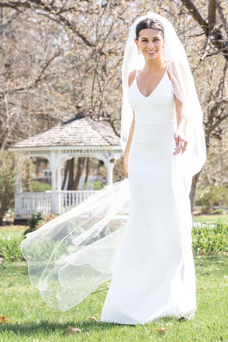 90" Scalloped Edge Veil with Crystal and Bugle Bead Trim