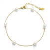 Ivory Freshwater Floating Pearl Gold Anklet Bracelet