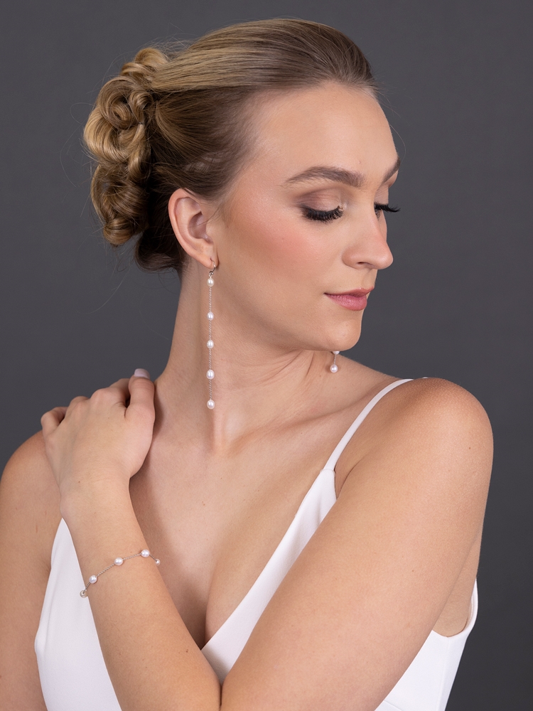 Freshwater Pearl & Silver Shoulder Duster Earrings
