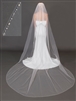 Mariell Wholesale Beaded Edge Cathedral Bridal Veil with Freshwater Pearls & Crystals