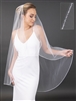 Exquisite 48" Beaded  Ivory Bridal Veil with Opaque Satin Ice Bugle Bead Edge<br>4676V-I-48