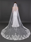 108" Cathedral Veil with Glistening Lace AppliquÃ©s of Petals and Leaves<br>4684V-I-108