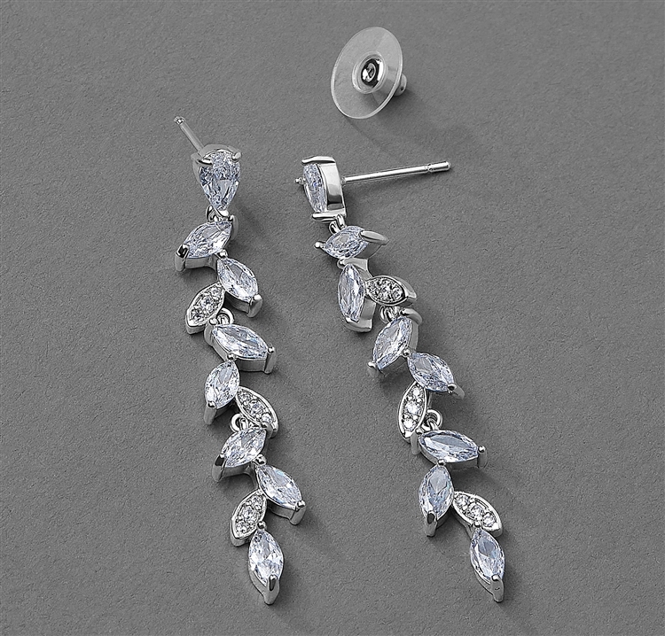 Linear Zig Zag Pattern Cubic Zirconia Wedding or Prom Dangle Earrings<br>4691E-S