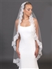 Mariell Wholesale Mantilla Wedding Veil with Double Eyelash Wide Lace Trim