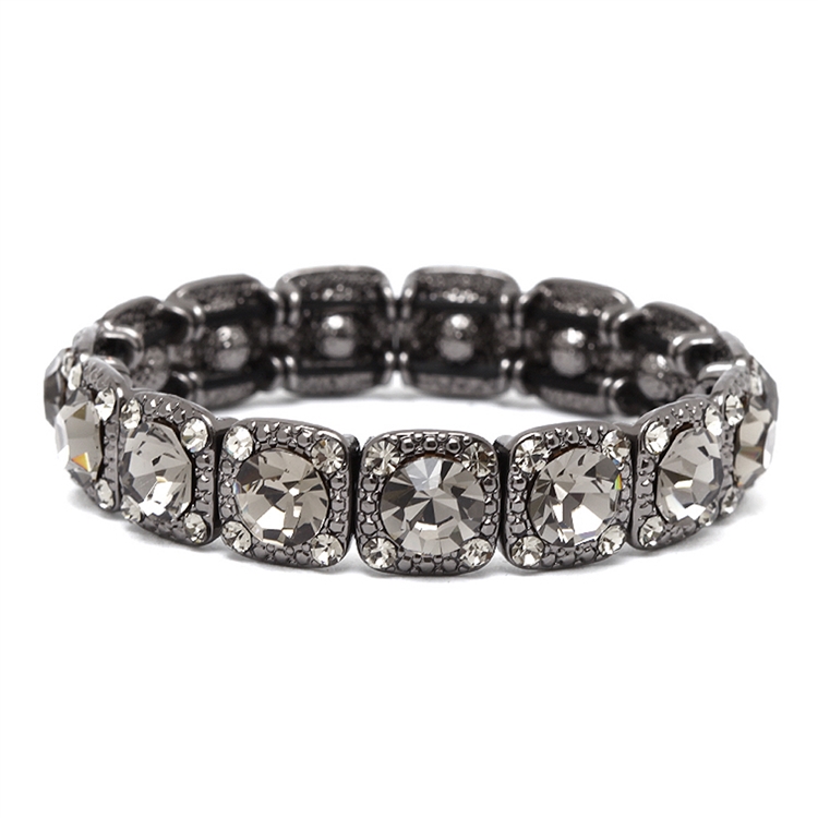 Bridesmaid or Prom Stretch Bracelet with Black Diamond Crystals<br>532B-BD