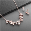 Multi Pear Shaped CZ Necklace Set with in Rose Gold with Delicate Chain<br>578S-RG