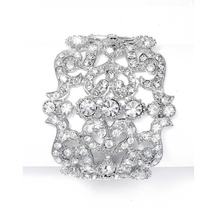Bold Crystal Cuff Wedding Bracelet<br>593B