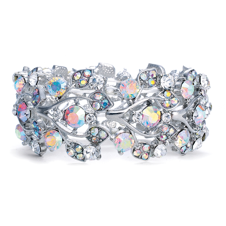 Mariell Wholesale Bold Crystal AB Vine Wedding Stretch Bracelet
