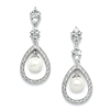 Pave CZ Wedding Earrings with Caged Pearl<br>700E-S