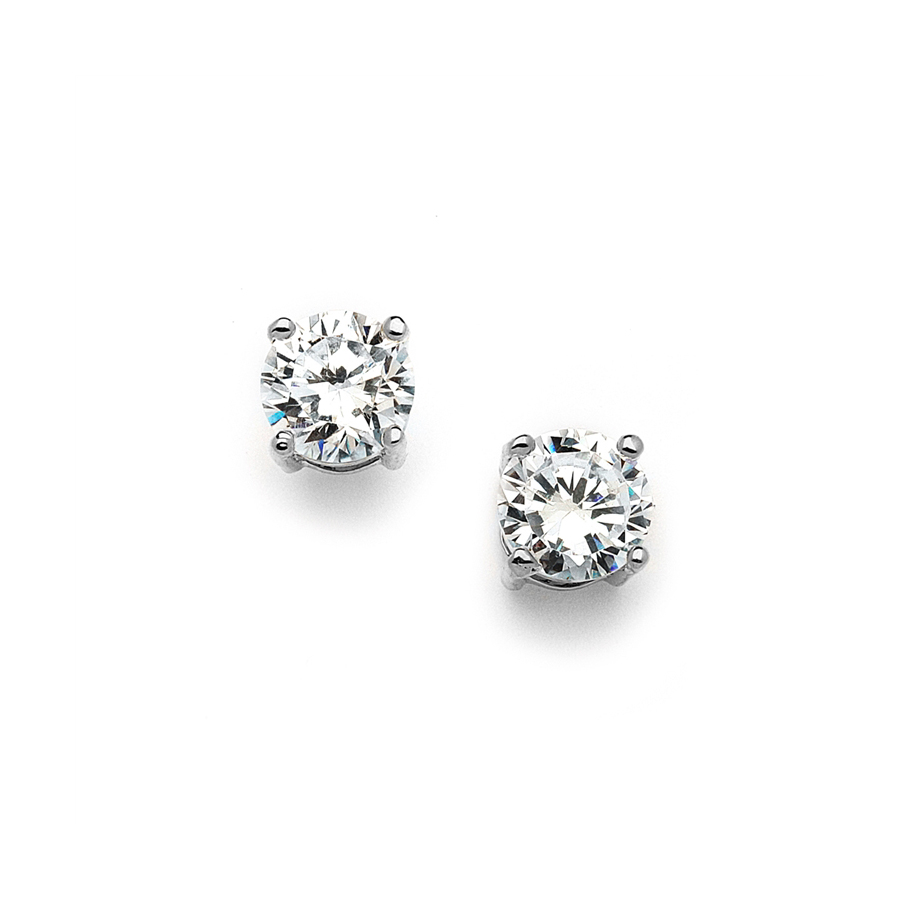 8mm Round 2 Carat Cubic Zirconia Stud Earrings<br>708E-CR