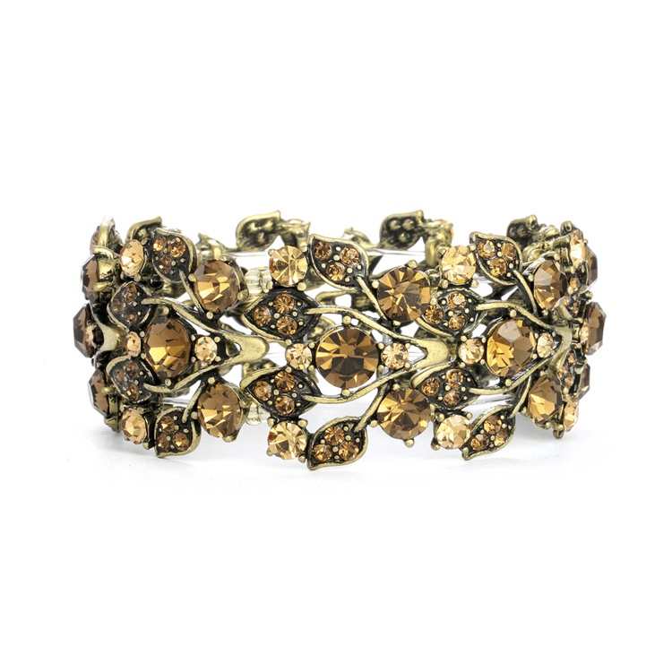 Bold Brown Crystal Vine Stretch Bracelet<br>750B-ST