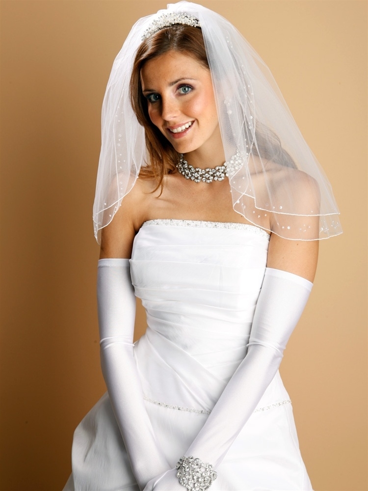 Opera Length Wedding or Prom Gloves - Shiny Satin - Diamond White<br>824GL-2-DW
