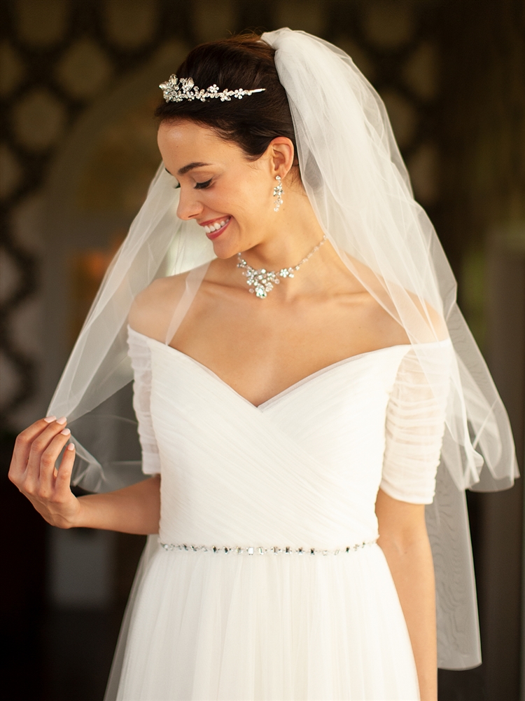 Two Layer Cut Edge Bridal Veil - White - 30"/36"<br>928V-30-W