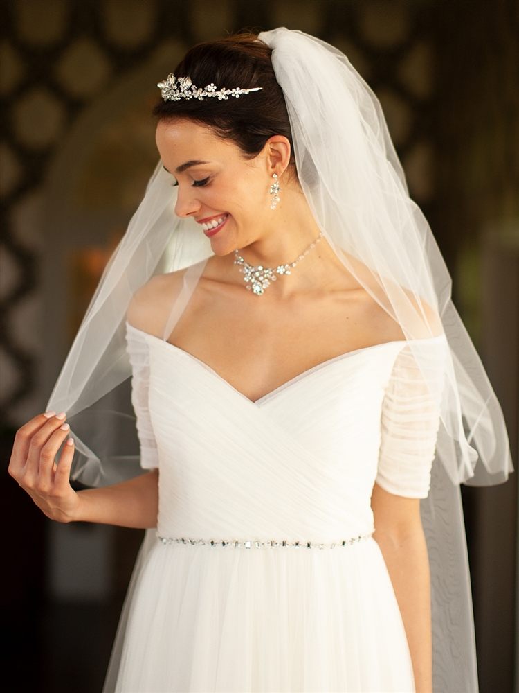 Two Layer Cut Edge Bridal Veil - Diamond White - 30"/42"<br>928V-42-DW