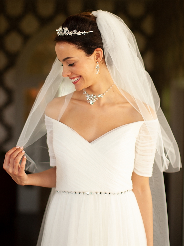 Mariell Wholesale Two Layer Cut Edge Bridal Veil - White - 30"/42"