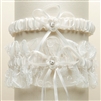 Vintage Wedding Garter Set with Floral Embroidered Tulle - Ivory<br>G018-I-I