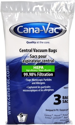 Cana-Vac 060115 Central Vac Bags 3pk OEM