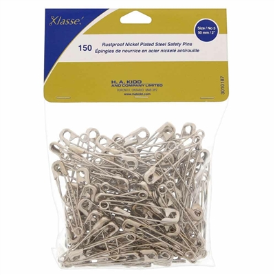 Klasse' 3010187 Rustproof Nickle Plated Steel Safety Pins 150 Count