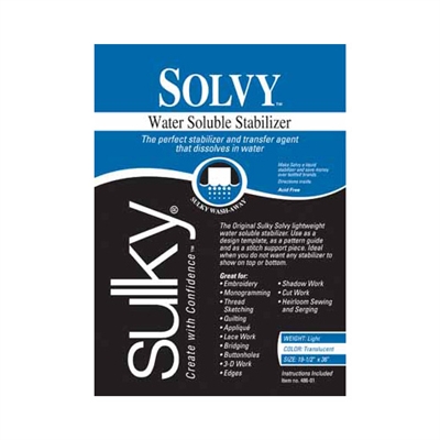 Sulky 40048601 Solvy Water Soluble Stabilizer 19-1/2" x 36"