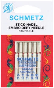 Schmetz Embroidery Needles Assorted Size 75/11-90/14