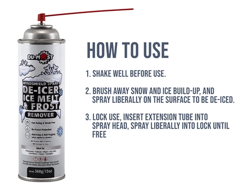 DU-MOST Windshield Spray De-Icer Ice Melt & Frost Remover; Fast Acting,  Re-Freeze Protection, Anti-Icing & Anti-Fogging, Streak-Free, No Residue,  No