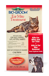 BIO GROOM EAR MITE TREATMENT 1 OZ.  UPC 021653140011