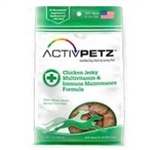 LOVING PET PRODUCTS ACTIVPETZ 7 OZ. CHICKEN JERKY MULTIVITAMIN & IMMUNE MAINTENANCE FORMULA UPC 842982081062