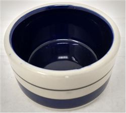 VO TOYS 3" CERAMIC BOWL BLUE INSIDE & BEIGE OUTSIDE W BLUE STRIPE UPC 075726073911