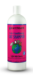 EARTHBATH 2-IN-1 CONDITIONING CAT SHAMPOO, LIGHT WILD CHERRY, 16 OZ.  UPC 602644021214
