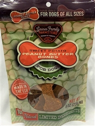 GAINES FAMILY FARMSTEAD SWEET POTATO PEANUT BUTTER TOPPED BONES 8 OZ UPC 086005029143