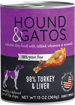 HOUND & GATOS DOG TURKEY & LIVER 12 13OZ CANS UPC 10787108005980