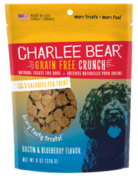 ** OUT OF STOCK **CHARLEE BEAR GRAIN FREE BACON & BLUEBERRY 8OZ BAGS 12/CS UPC 787108900035