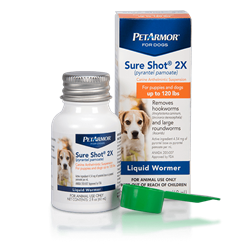 PET IQ PETARMOR SURE SHOT 2X LIQ WORMER DOG 2 OZ 6/PACK UPC 73091027164