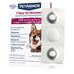 PET IQ PETARMOR 7 WAY DE-WORMER LG DOG 2CT - IN TRAYS 6/PK UPC 73091052637