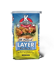 KALMBACH FEEDS LIVE STOCK FEED LAYER PELLETS ALL NATURAL 50 LB BAG.  UPC 722304205508