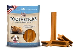 ** OUT OF STOCK ** LOVING PETS PRODUCTS 13 OZ. TOOTHSTICKS SMALL CHICKEN DENTAL STICKS UPC 842982050501