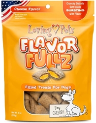 LOVING PETS PRODUCTS FLAVORFULLZ CHEESE DOG TREATS 6 OZ. UPC 842982052321