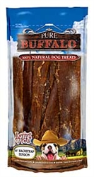 ** OUT OF STOCK **LOVING PETS PRODUCTS PURE BUFFALO 20 PK 6â€ BACKSTRAP TENDON  UPC 842982056534