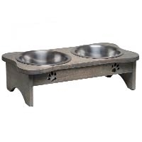 ** OUT OF STOCK **LOVING PET PRODUCTS 1 QT WOODEN MODERN DINER GREY UPC 842982076907